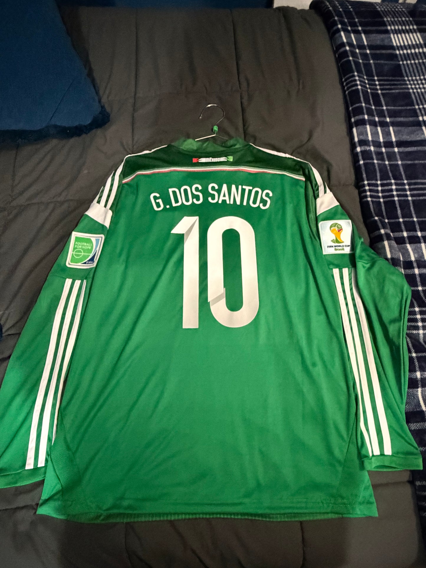 Mexico WC 2014 Home Retro Long Sleeve Jersey - Gio Dos Santos #10 - Size: XL