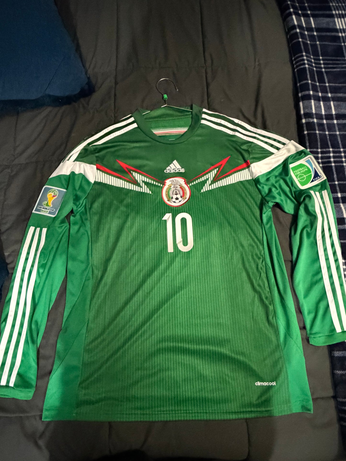Mexico WC 2014 Home Retro Long Sleeve Jersey - Gio Dos Santos #10 - Size: XL