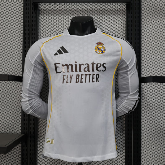 Real Madrid Home Jersey (Player Version, Long Sleeve) - 25/26